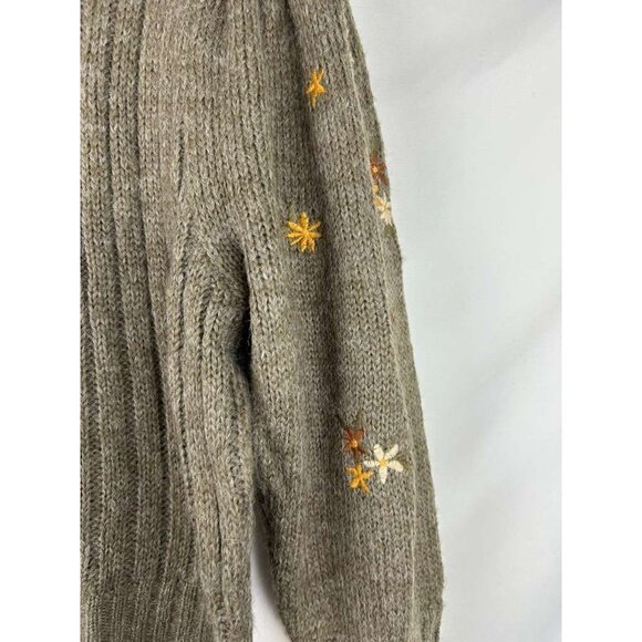 Driftwood Women's Medium Cardigan Sweater Knit Button Down Warm Tan Embroidery - Picture 10 of 12